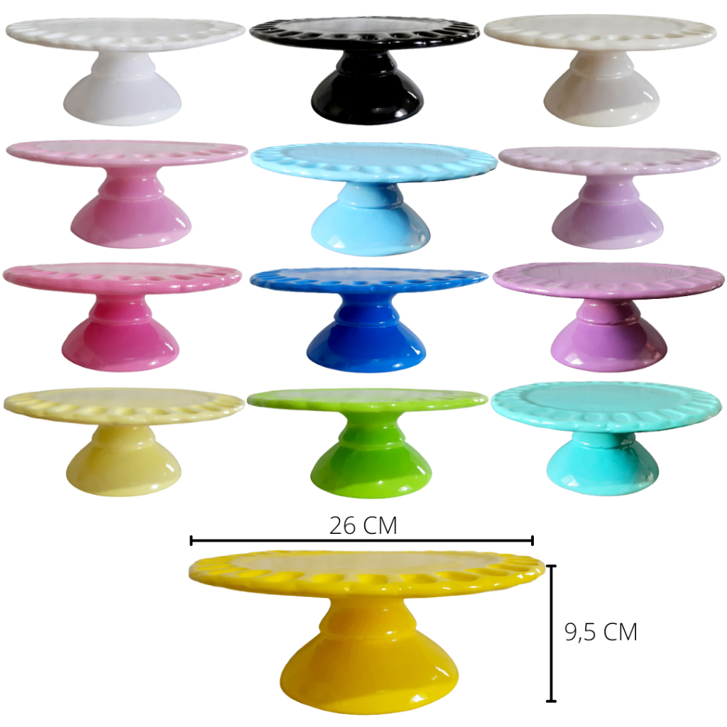Boleira 26 cm diâmetro Cerâmica Suporte Para Bolo 1 Unidade Decoração Enfeite