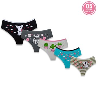 Kit 5 Calcinhas Algodão Penteado Sula Lingerie