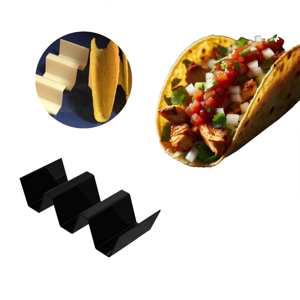 Bandeja Taco Mexicano Panqueca Suporte Tacos Burrito Suporte Placa De Comida Tortilla resistente preto cozinha