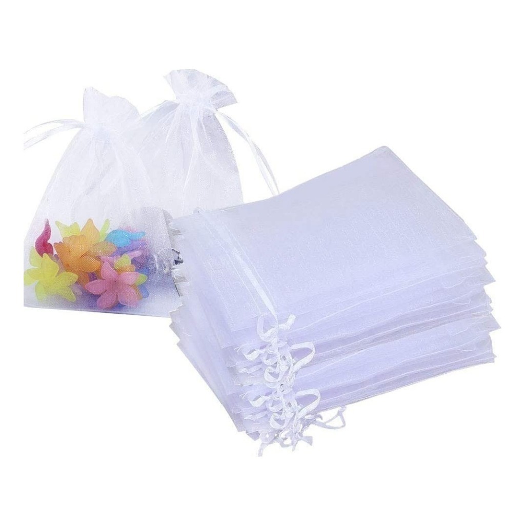 Kit 10 UNIDADES Saquinho Saco Organza 7x9 CM Branco Lembrancinha Natal Jóia Festa Casamento Saquinho Para Lembrancinha
