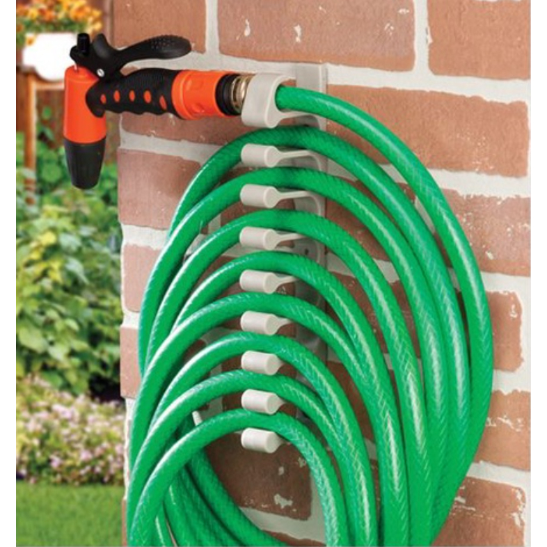 KIT De 1 Até 5 Suportes Prático Dupla Função Enrola Mangueira e Gancho Para Vassouras Organização da Casa