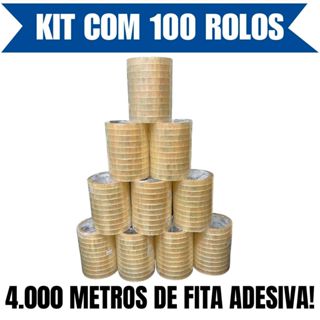 Kit com 100 Rolos Fita Adesiva Durex Fino Transparente 12mm X 40m em Oferta na Shopee