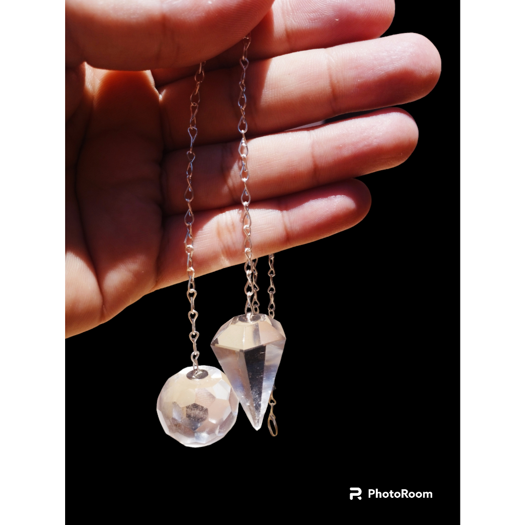 Kit 2 pendulos cristal esfera multifacetada Reiki radiestesia