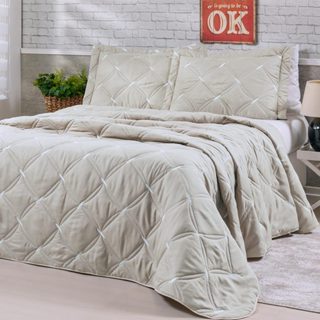 Cobre Leito Casal Padrão Bordado 200 Fios Luxo Unique - 3 Peças