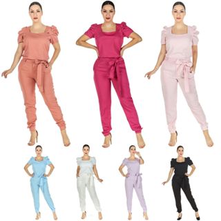 Conjunto Feminino Scrub Manga Curta Bufante Princesa Várias Cores Uniforme Casual Profissional Clínica Consultório Salão de Beleza Esteticista