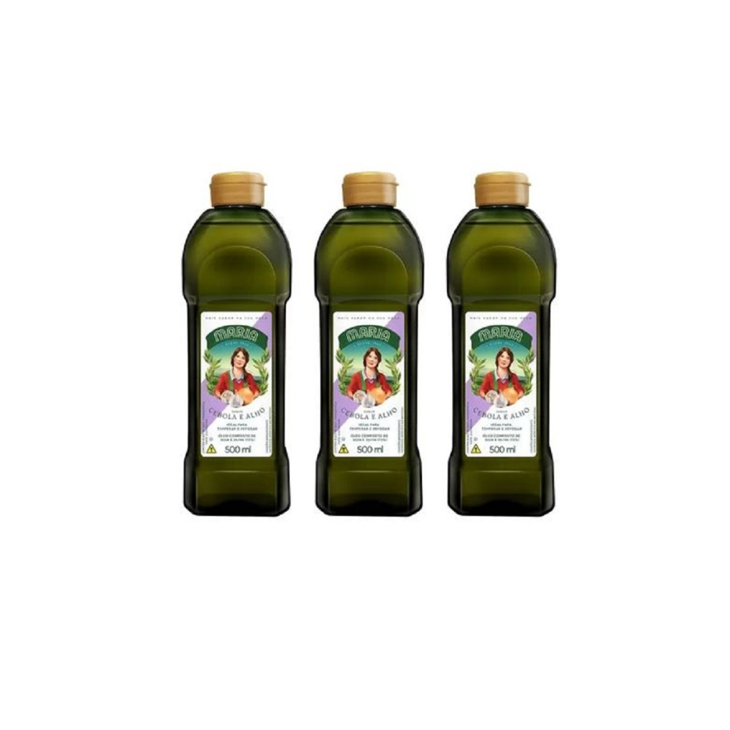 Kit C/3 Óleo Composto De Soja Cebola E Alho Maria 500ml