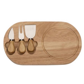 Kit Facas Para Queijo Com Tábua De Madeira