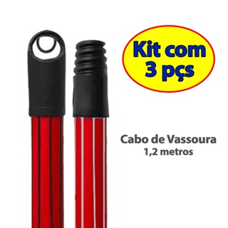 3 Cabos de Vassoura e Rodos 120cm de Madeira Plastificado  com Rosca e Ponteira de Pendurar em Oferta na Shopee
