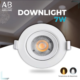 Luminária Spot Led Redondo Direcionável 7W Embutir Gesso Teto | Branco Frio 6500K | Branco Quente 3000K Bivolt em Oferta na Shopee