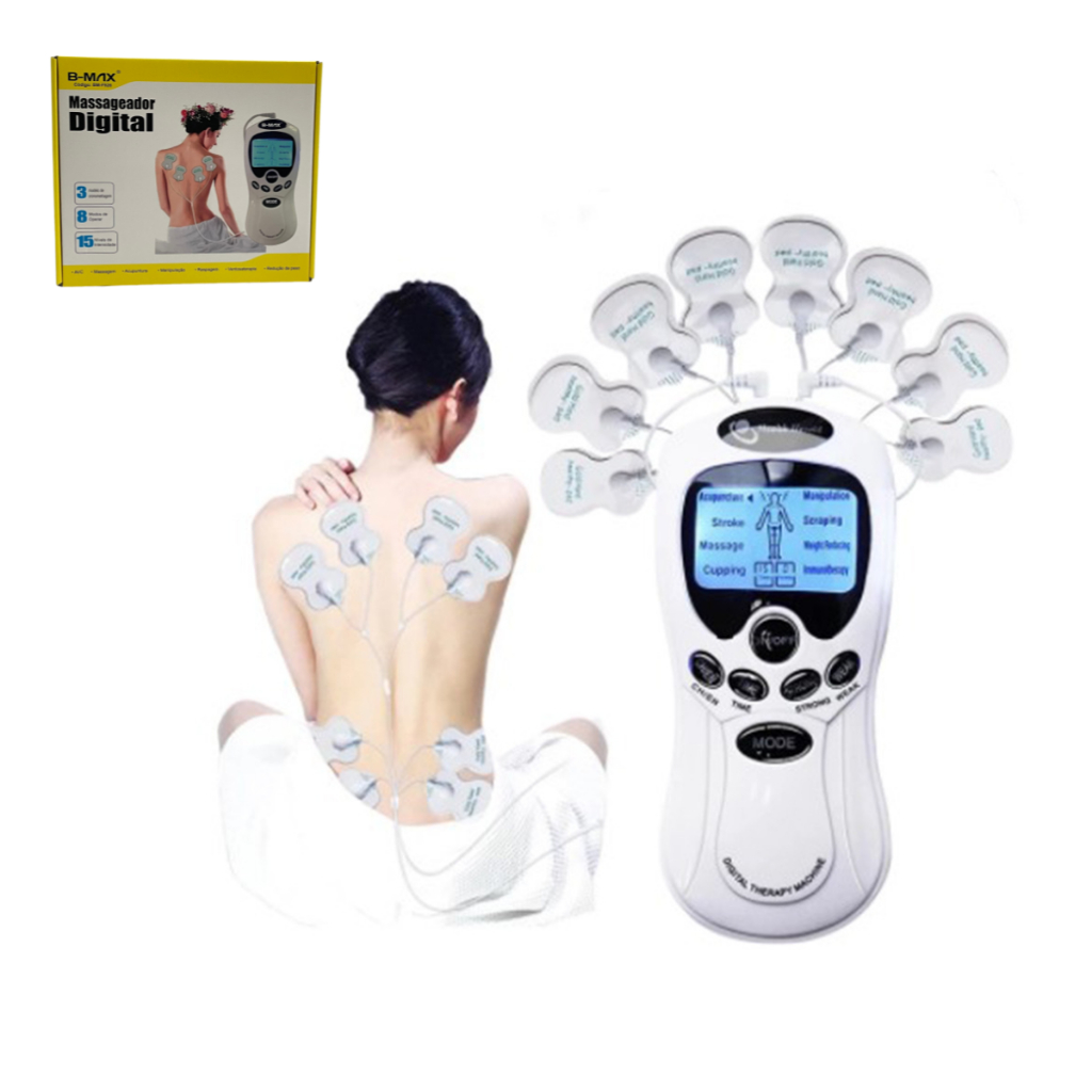 Aparelho de Fisioterapia Massageador Digital Portátil Choque Elétrico Acupuntura 15