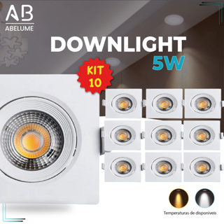Kit 10 Luminária Spot Led Quadrado Direcionável 5W Embutir Gesso Teto | Branco Frio 6500K (Luz Branca) | Branco Quente 3000K (Luz Amarela) Bivolt Spot Pronta Entrega Super LED em Oferta na Shopee