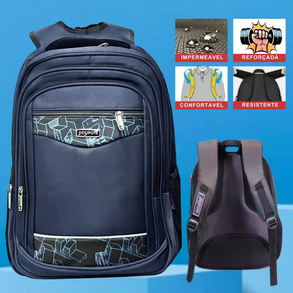 MOCHILA MASCULINO FEMININA NOTEBOOK RESISTENTE PARA TRABALHO VIAGEM ESCOLAR IMPERMEÁVEL REFORÇADA ELEGANTE
