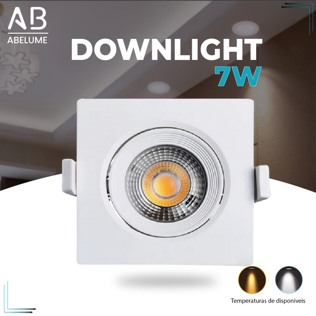 Luminária Spot Led Quadrado Direcionável 7W Embutir Gesso Teto | Branco Frio 6500K (Luz Branca) | Branco Quente 3000K (Luz Amarela) Bivolt Spot Pronta Entrega Super LED em Oferta na Shopee