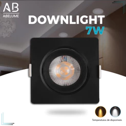 Luminária Spot Led Quadrado Direcionável 7W Embutir Gesso Teto Preto | Branco Frio 6500K (Luz Branca) | Branco Quente 3000K (Luz Amarela) Bivolt Spot Super LED Pronta Entrega