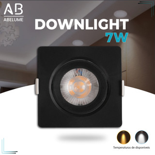 Luminária Spot Led Quadrado Direcionável 7W Embutir Gesso Teto Preto | Branco Frio 6500K (Luz Branca) | Branco Quente 3000K (Luz Amarela) Bivolt Spot Super LED Pronta Entrega