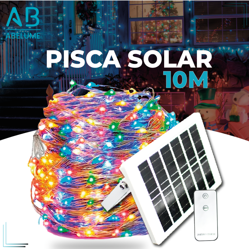 Fio de Luz de 10M com Placa Solar + Controle à Prova d'Água / Pisca-Pisca Solar para Decoração de Natal / Ano Novo / Pisca-Pisca em Oferta na Shopee