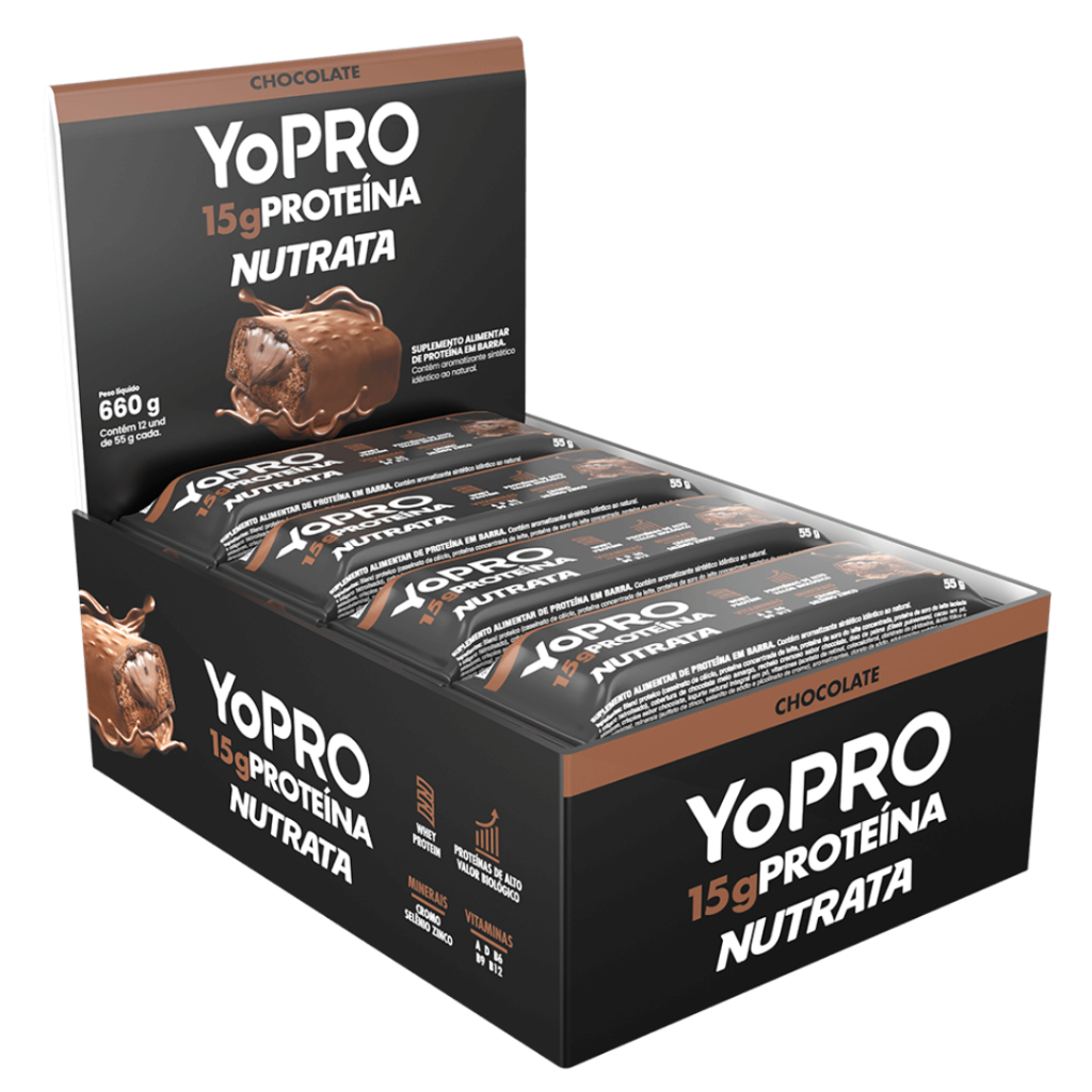 Barra de Proteína YoPro - Caixa com 12 Unidades - Nutrata - Food & Beverages