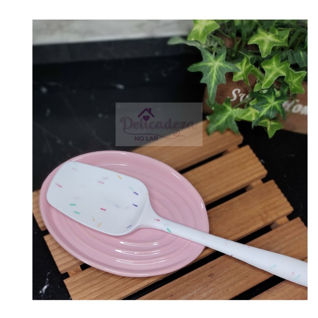 Descanso de Colher - Utensílios / em Cerâmica - Modelo Oval Moderno - ROSA