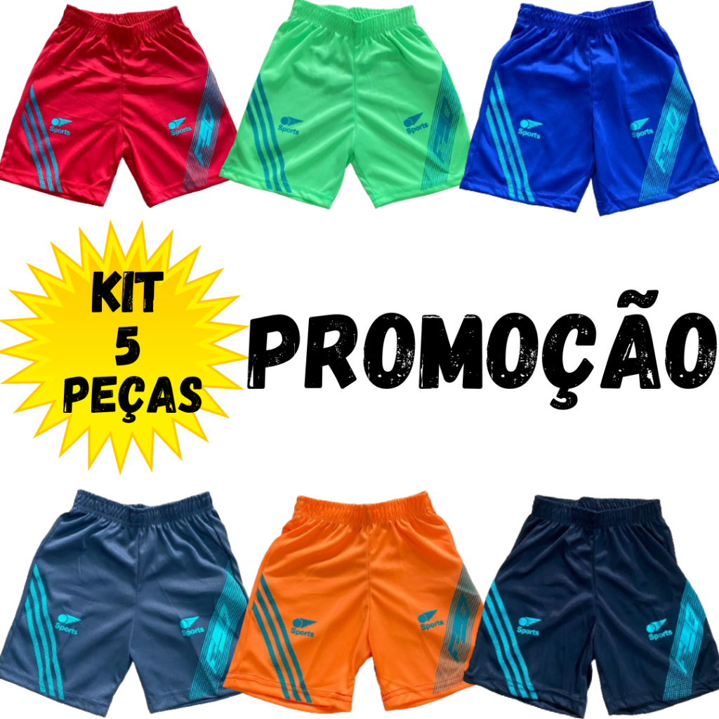 Kit 5 Bermudas infantil Sport Menino em Oferta na Shopee