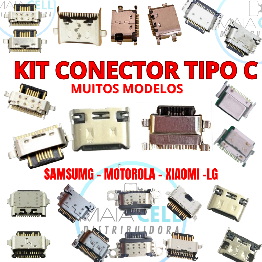 Kit Até 100 Peças Conector de Carga Tipo C Manutenção Celulares Tipo C Muitos USB Tipo C Variados — R$ 61,99 em Shopee