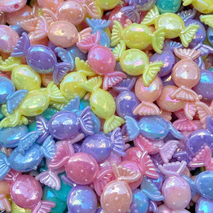 25 Unidades Aplique Bala Grande Irisada Entremeio Balinha Doce Pulseira em Oferta na Shopee