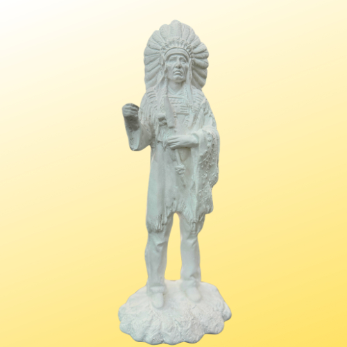 Escultura Indio Cocar de Gesso 33cm | Estátua de Índio Home Decor
