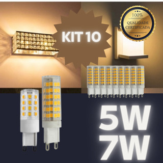Kit 10 Lâmpada Led 7W 5W G9 Halopin 110V / 220V | Branco Quente 3000K (Amarelo) / Branco Frio 6500K (Branco) Luz Bipino