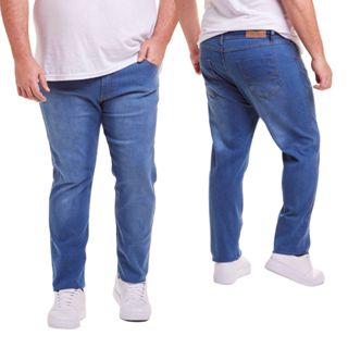 Calça Plus Size Básica Slim Masculina Jeans Com Elastano 50 ao 56