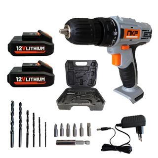 Furadeira Parafusadeira Maleta 13 Acessórios e 2 Baterias 12V FP12X2 NKF em Oferta na Shopee