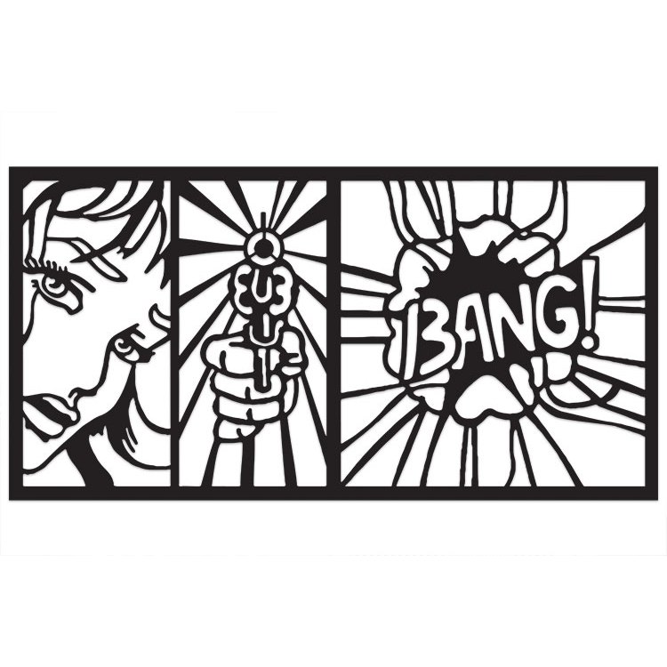 Painel Quadro Decorativo escultura de parede MD18 RETRO BANG