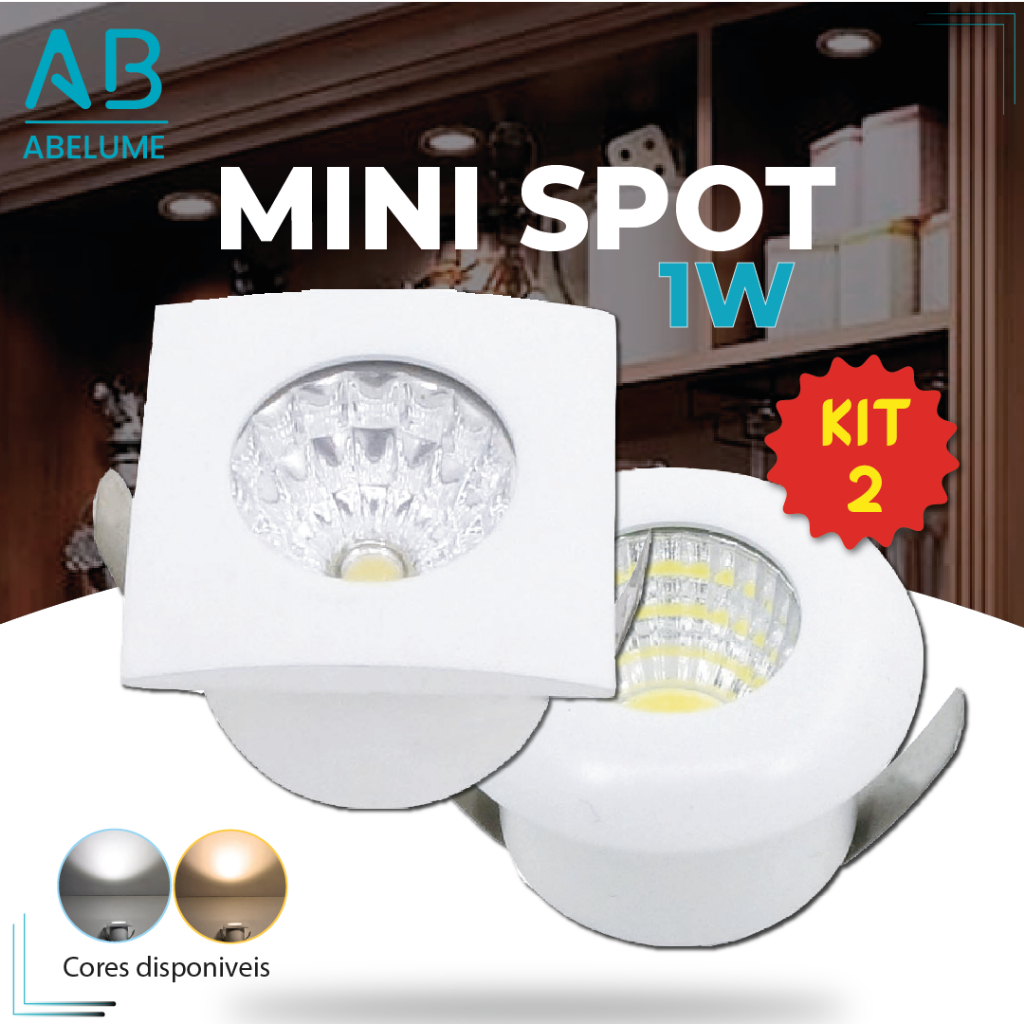 Mini Spot Led 1W Quadrado | Redondo Embutir Gesso Direcional GM Cor Branca | Amarela em Oferta na Shopee