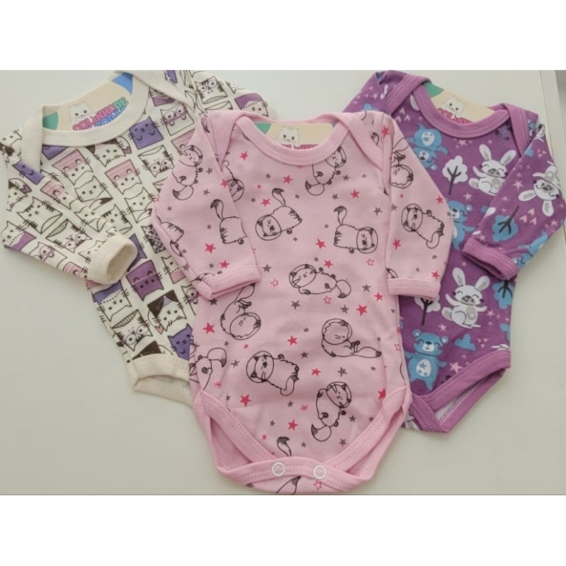 BODY PREMATURO ESTAMPADO FEMININO. SUEDINE 100% ALGODÃO. ENXOVAL DE BEBÊ. ROUPA DE BEBÊ. MATERNIDADE