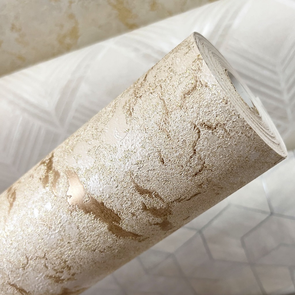 Papel de Parede Alto Relevo Marmorizado Dourado com Glitter - Rolo 10 metros x 53cm largura - Cola Inclusa em Oferta na Shopee