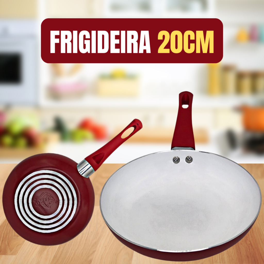 Frigideira com Revestimento Cerâmico Antiaderente e Cabo de Baquelite 20cm Vermelho e Preto