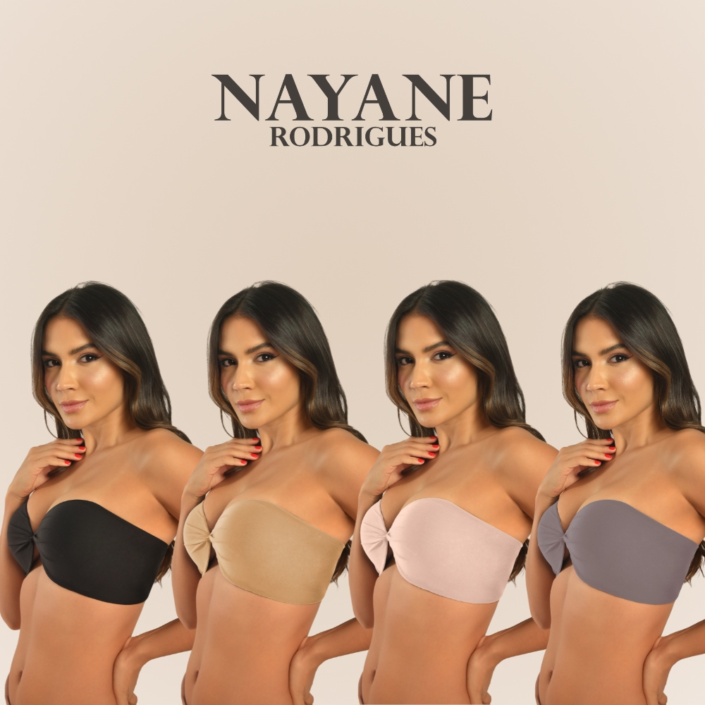 Sutia Sem Alcas de Alta Sustentacao Nayane Rodrigues Push Up Liso com Bojo e Aro Confortavel em Oferta na Shopee