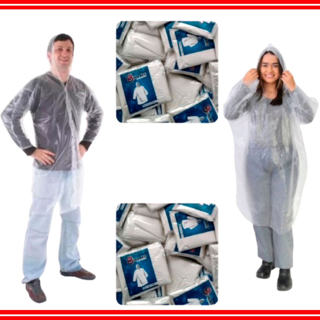 Kit 1 / 5 ou 10 Capas De Chuva Transparentes Descartáveis Impermeável