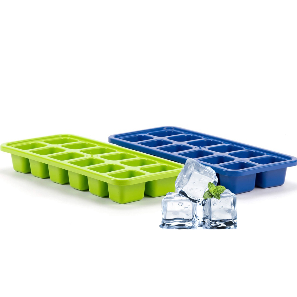 Kit 2 Formas de Gelo Retangular Para Bebidas Drink Frigobar Forminha de Gelo Tempero Papinha Colorida