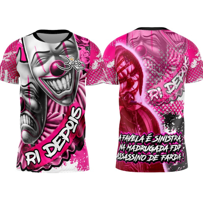 Camiseta Chora Agora e Ri Depois Rosa