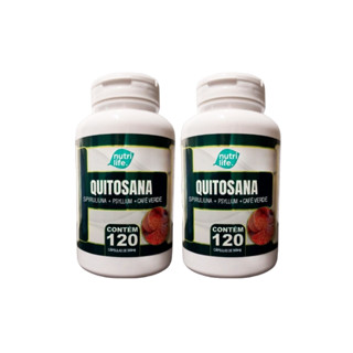 2UN Quitosana, Spirulina, Psyllium, café verde-Auxilia Na Redução De Gordura E Colesterol-120 CAPSULAS DE 500MG.