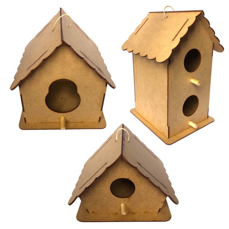 Kit 3 Casinhas de Passarinhos Mdf Desmontada em Oferta na Shopee