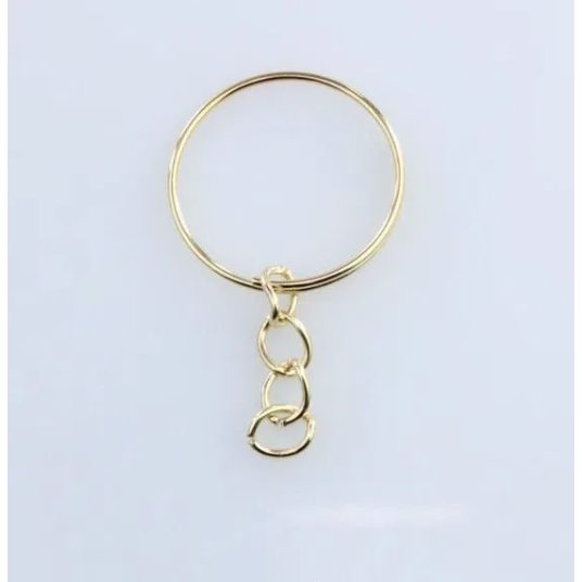 50 Argola chaveiro 18mm com corrente cor (DOURADO), confecção de chaveiros e artesanatos em geral.