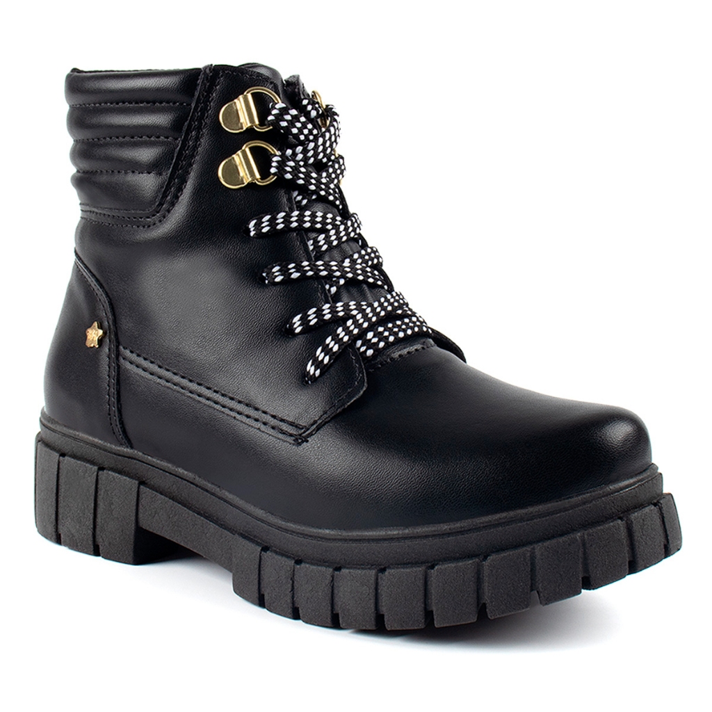 Imagem Bota Coturno Infantil Menina Fashion Confortável Solado Grosso Antiderrapante Tratorada Estilosa Luxo