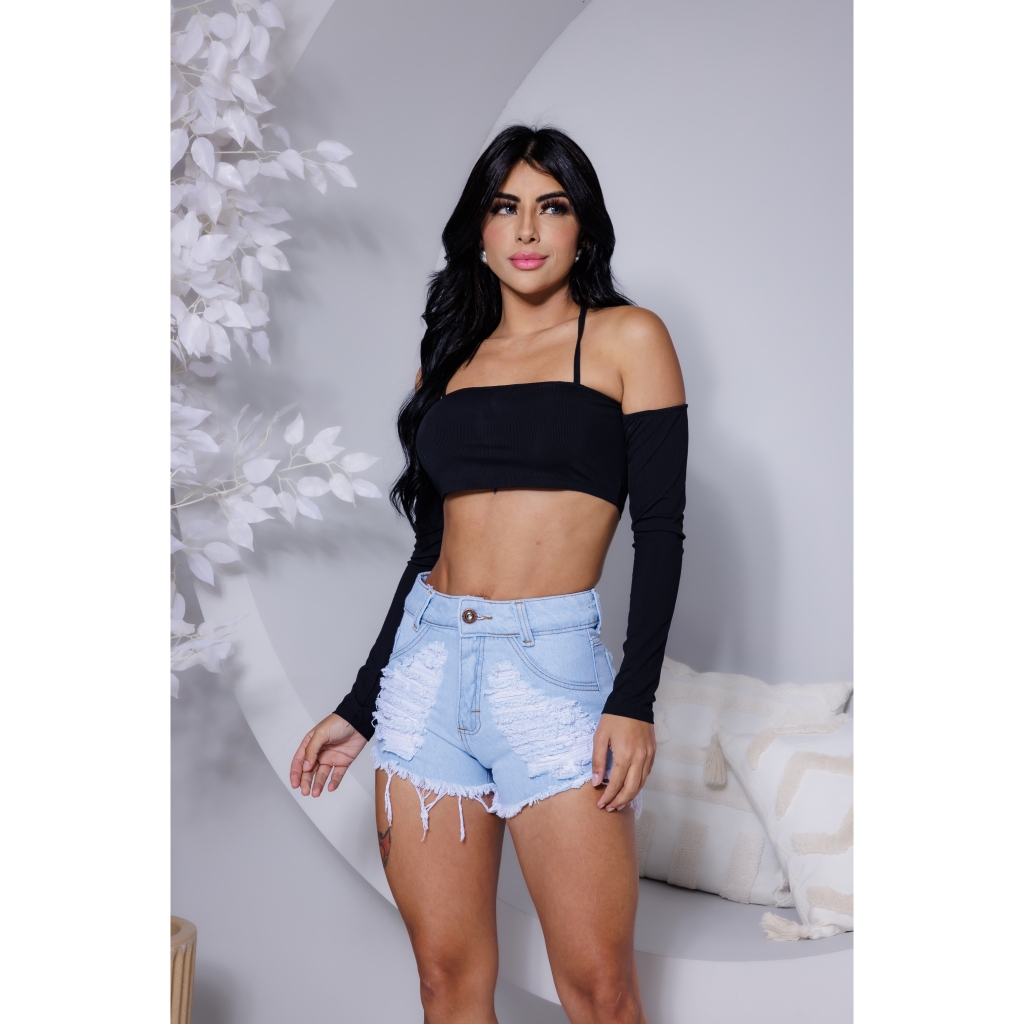 SHORT JEANS DESFIADO / SHORT JEANS RASGADADO / SHORTS JEANS CURTINHO