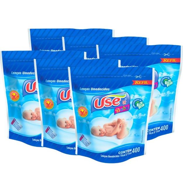 Kit Fardo com 2400un de Lenços Umedecidos Use It 6 refis com 400 lenços