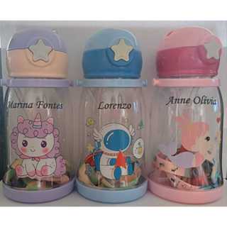 Garrafa de água infantil PERSONALIZADO orelha de alce bico de silicone (enviar o nome da criança por mensagem) em Oferta na Shopee