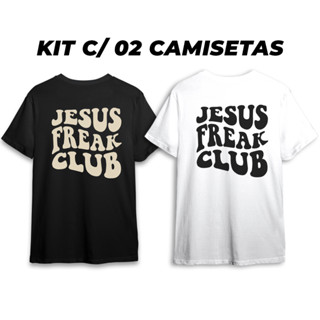 Kit 02 Camisetas Masculinas Gospel Evangélica Jesus Freak Club do M ao G3 100% Algodão