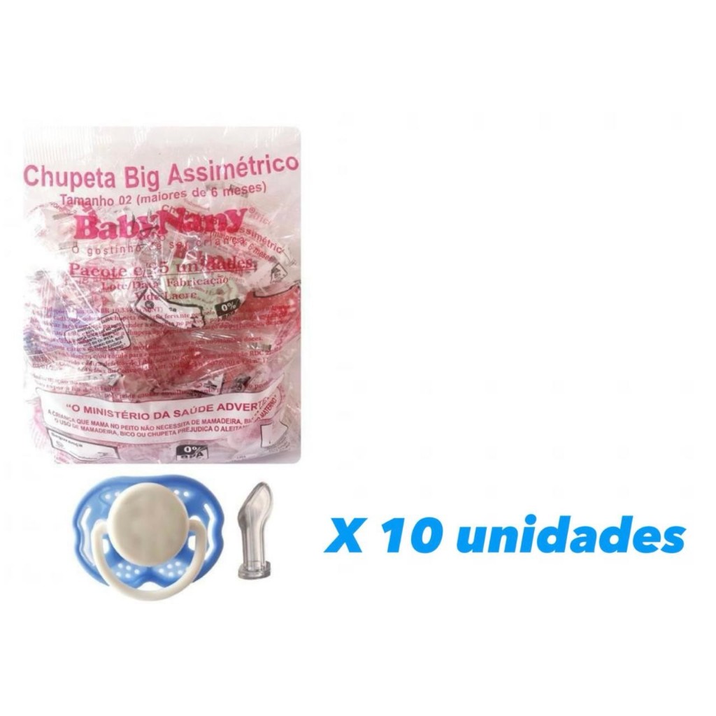 Chupeta Big Bico Anatomico pacote com 10 Unidades Cor Para Menino Baby Nany