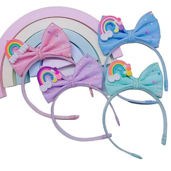 Tiara infantil arco Laço jeans em pé / Tiara de cabelo infantil  / Arquinho infantil menina