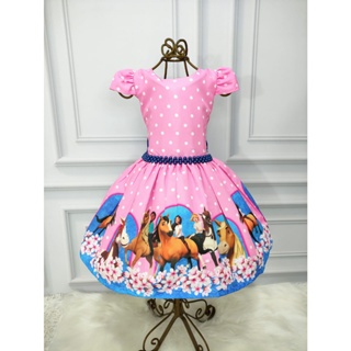 Vestido Menina Infantil Perola Temático Spirit o Corcel Indomável