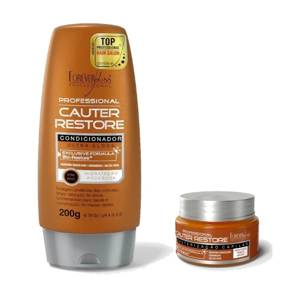 Forever Liss Cauterização Cauter Restore Condicionador 200g + Mini Máscara 40g - Hidratação Poderosa